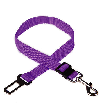 Orange adjustable dog car safety seat belt restraint with a metal seat belt buckle and a swivel snap hook. - Image 12