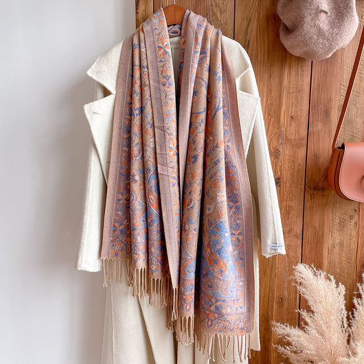 Pashmina Étnica Gruesa con Borlas - Bufanda Térmica Abrigadora - Image 3