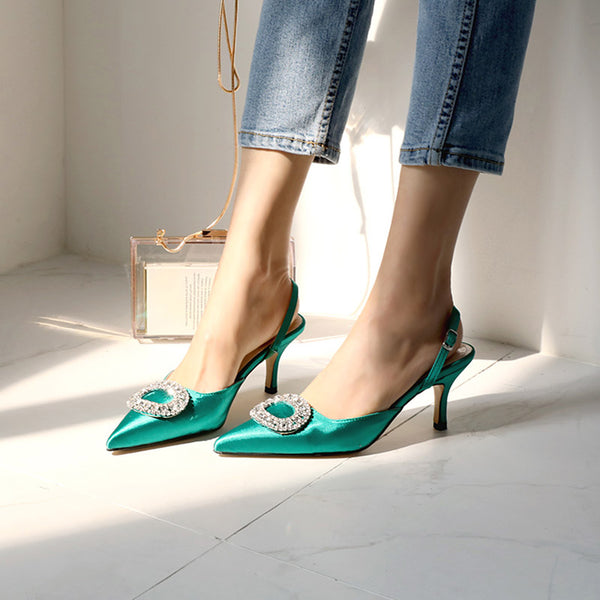 Tacones Altos Elegantes con Cristales para Novia - Zapatos de Fiesta Rojo Brillante