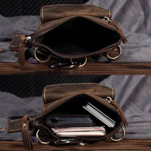 Bolso Bandolera de Cuero Crazy Horse Hecho a Mano para Hombre - Image 10