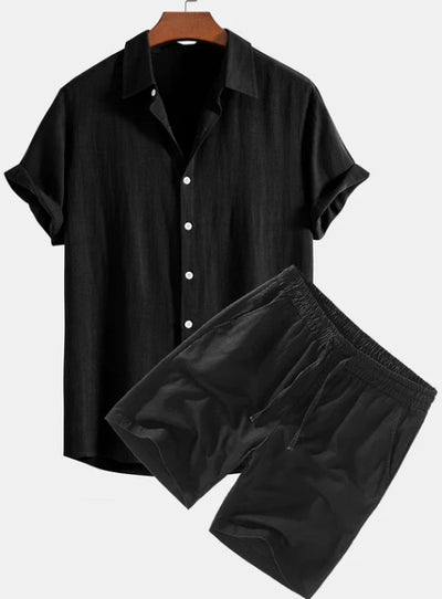 Conjunto Casual de Camisa y Shorts de Color Sólido para Hombre - Image 11