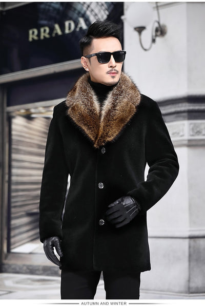 Abrigo para Hombre con Cuello de Lana y Borde de Piel Sintética - Image 9