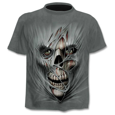 Playera Calavera Impresión 3D Digital Manga Corta Trendy - Image 3