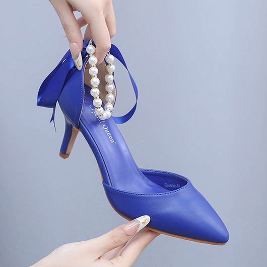 Sandalias de Tacón Medio con Pedrería y Moño - Zapatos de Fiesta en Cuero PU Suave - Image 14