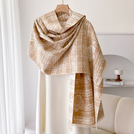 Chal Reversible de Cachemira con Borlas Camellia - Perfecto para Aire Acondicionado - Image 7