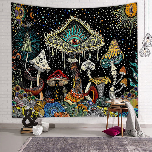 Tapiz de Poliéster con Diseño de Hongos y Calavera para Dormitorio - Image 2