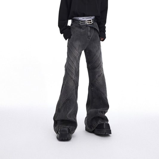 Jeans Skinny Plisados Deconstruidos de Corte Industrial