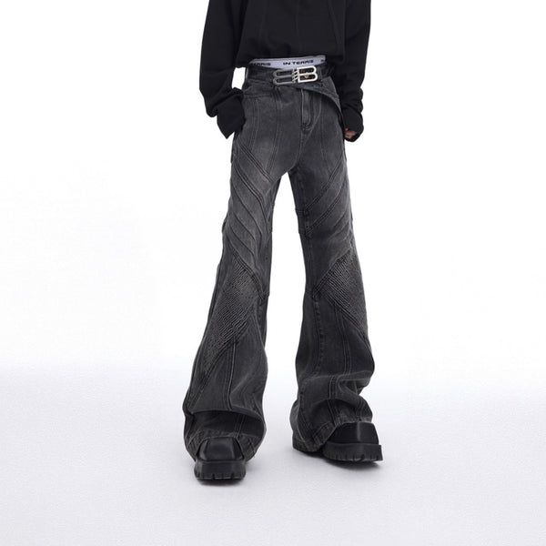 Jeans Skinny Plisados Deconstruidos de Corte Industrial