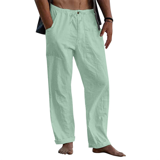 Pantalones de Lino Holgados con Cordón para Hombre - Image 8