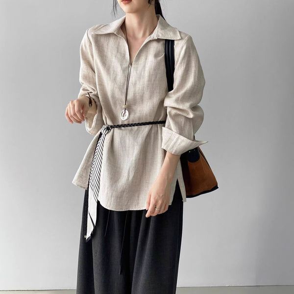 Conjunto de Blusa Casual y Pantalón Ancho con Cintura Elástica
