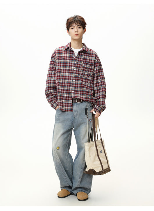 Camisa de Cuadros Retro Bloques de Color para Hombre - Image 9
