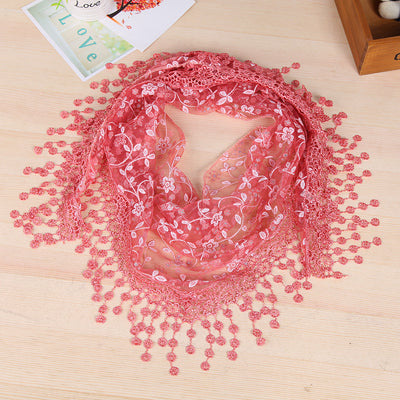 Pañuelo de Seda con Encaje y Flecos Creativos para Mujer - Image 17