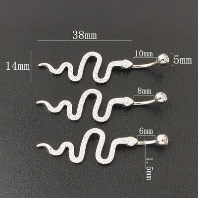 Piercing Ombligo Plata de Ley con Diseño de Serpiente y Circonita - Image 10