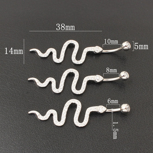 Piercing Ombligo Plata de Ley con Diseño de Serpiente y Circonita - Image 10