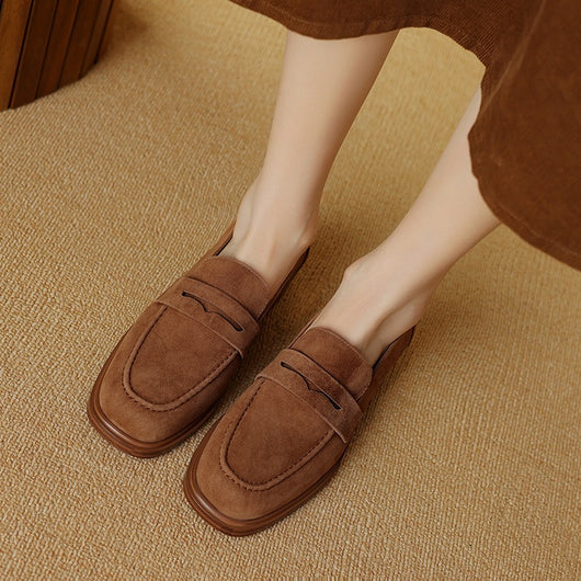Zapatos de Tacón para Mujer en Piel de Oveja con Punta Cuadrada y Redonda Retro - Image 7