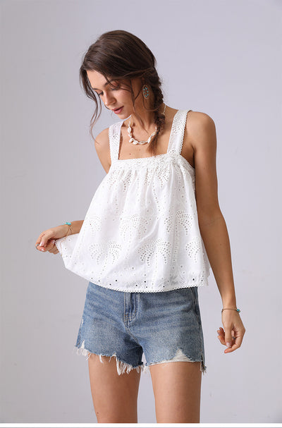 Blusa Camisola de Encaje Bordado Estilo Francés Suelta - Image 12
