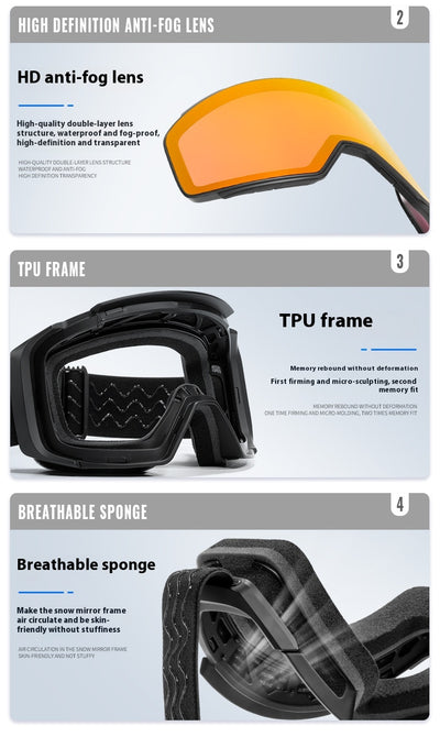 Gafas de Espejo Deportivas Antideslizantes de Doble Capa para Nieve - Image 32