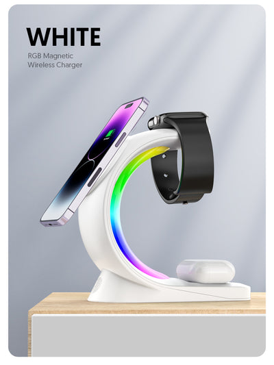 Cargador Inalámbrico Magnético 4 en 1 con Luz Ambiente para iPhone, Apple Watch y AirPods Pro - Image 13
