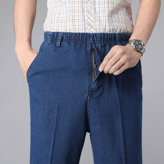 Pantalones Casuales Hombre Cintura Alta Elástica Cómodos