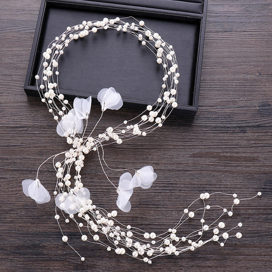 Diadema de Perlas Hecha a Mano para Novia Estilo Hada Mágica - Image 4