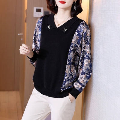 Blusa Tejida Corta Estilo Occidental con Estampado Elegante - Image 5