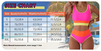 Women's backless two-piece swimsuit with a black, white, and hot pink color block design. Features a sporty top and high-waisted bottoms. - Image 6