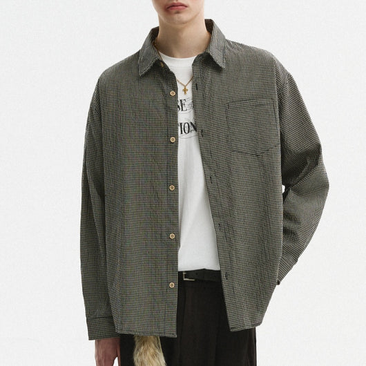Camisa de Manga Larga Cuadros con Textura Burbuja para Hombre - Otoño - Image 6