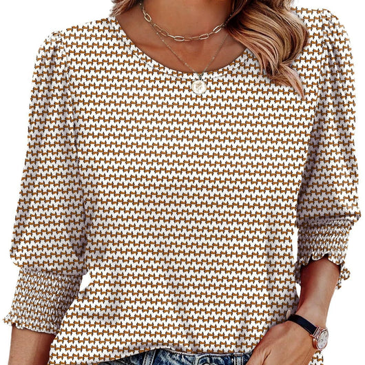 Blusa Suelta Casual con Estampado y Cuello Redondo para Mujer - Image 10