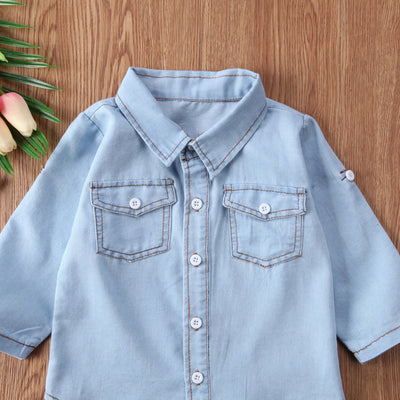 Camisas de Mezclilla con Solapa para Niños y Niñas de Manga Larga - Image 12