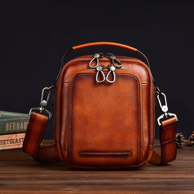 Bolsa Mensajera Casual Retro en Cuero Genuino para Hombre - Image 2