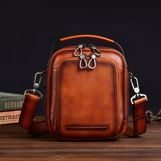 Bolsa Mensajera Casual Retro en Cuero Genuino para Hombre - Image 2