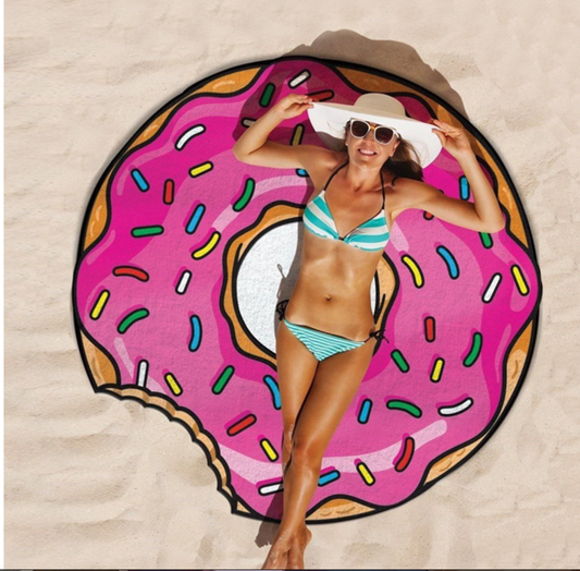 Toalla de Playa Redonda Estampado Donut Cute - Manta Playera Multiusos