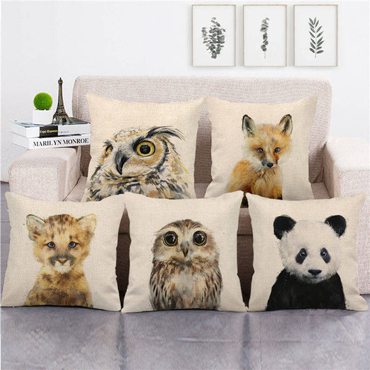 Funda de Almohada de Lino con Estampado de Búho - Image 8