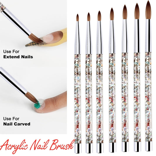 Set de 7 Brochas para Uñas Acrílicas - Nylon Profesional para Manicura