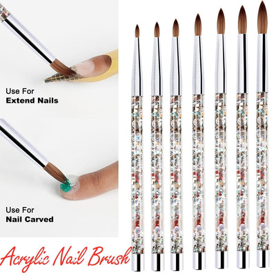 Set de 7 Brochas para Uñas Acrílicas - Nylon Profesional para Manicura