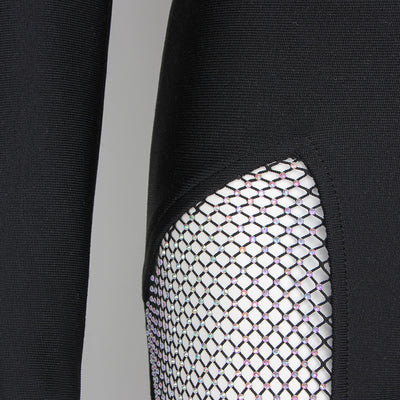 Jumpsuit Asimétrico de Cintura Alta con Pantalón Acampanado de Malla - Image 3
