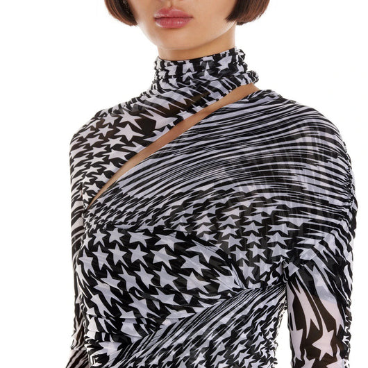 Blusa Asimétrica de Malla con Estampado Hueco - Image 8