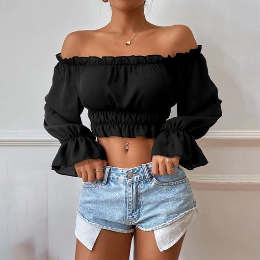 Blusa Casual Elegante con Hombros Descubiertos y Manga Larga - Image 10