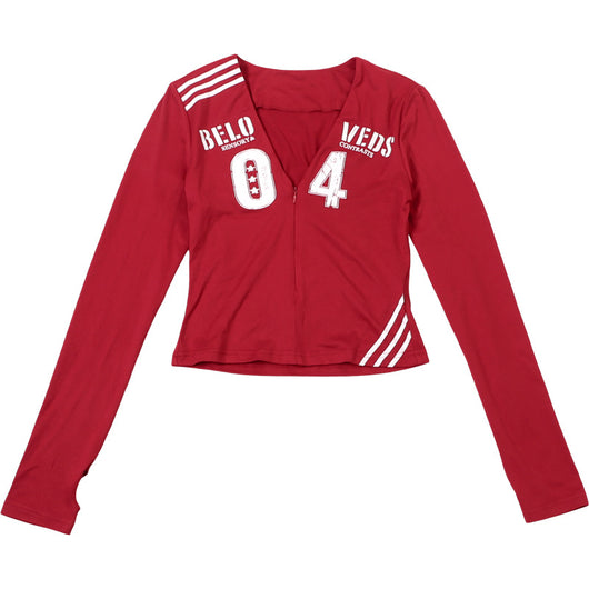 Playera Deportiva Retro para Mujer con Cuello V y Estampado de Letras y Números - Image 12