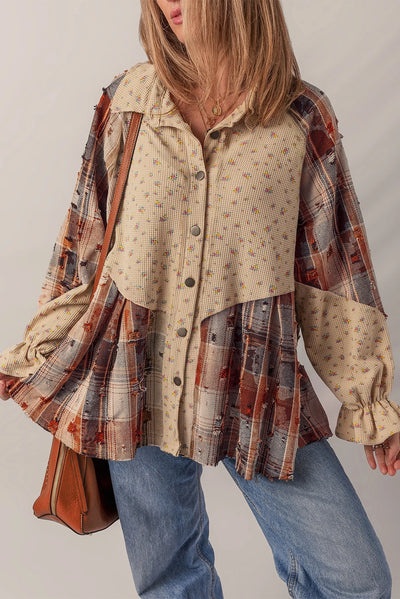 Camisa Cuadros Mujer con Detalles Rasgados y Volantes - Image 7