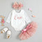 Conjunto de 3 Piezas: Vestido de Princesa con Malla Multicapa, Diadema y Blusa Estampada