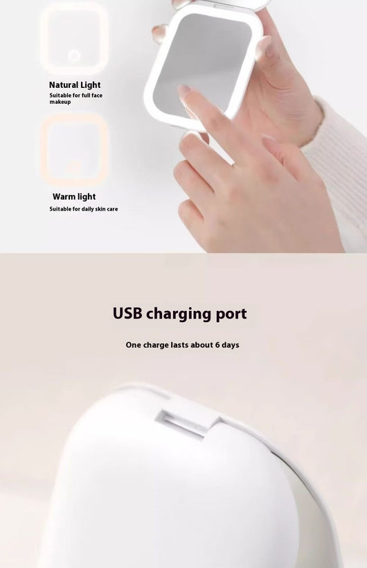 Espejo Cosmético Plegable Ultrafino con Luz LED Tricolor y HD Luminoso - Image 13