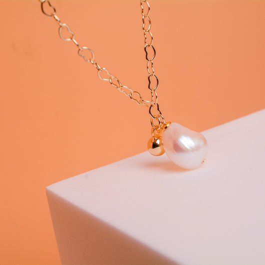 Collar de Perlas de Agua Dulce Naturales con Oro para Mujer