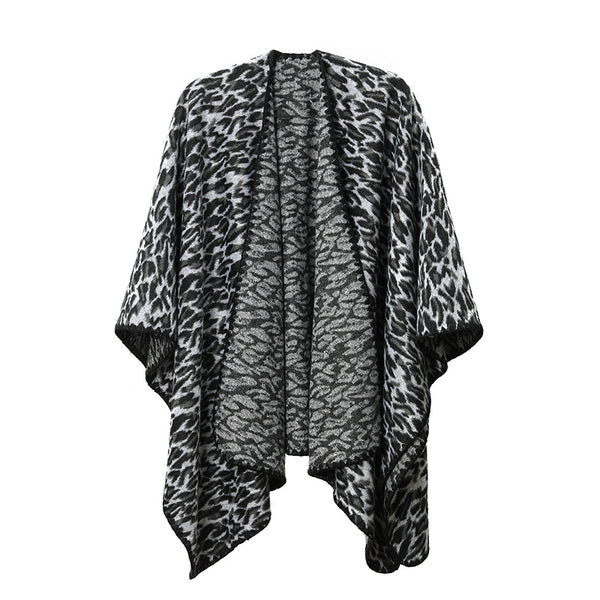 Chal Cruzado Estampado Leopardo Negro - Versátil para Primavera, Otoño e Invierno - Image 5