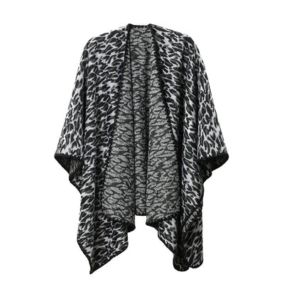 Chal Cruzado Estampado Leopardo Negro - Versátil para Primavera, Otoño e Invierno - Image 5