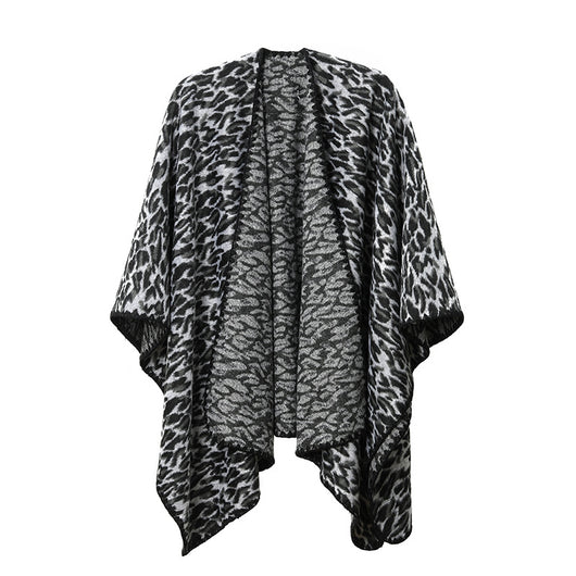 Chal Cruzado Estampado Leopardo Negro - Versátil para Primavera, Otoño e Invierno - Image 5