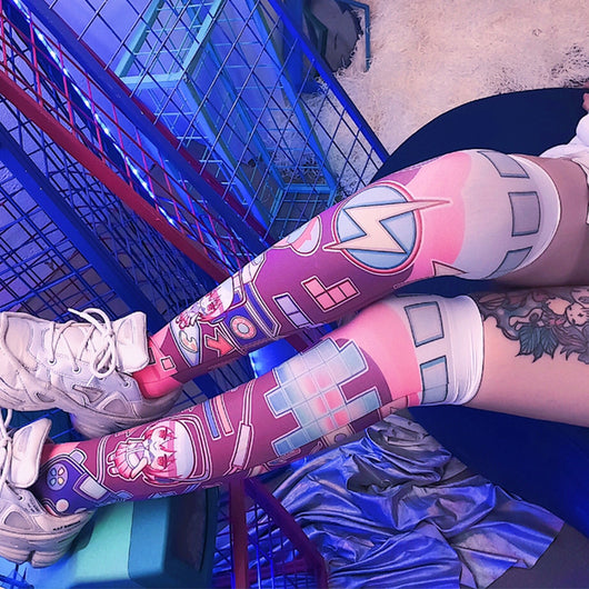 Calcetines hasta la Rodilla Tema Videojuegos Soft Girl Japonés