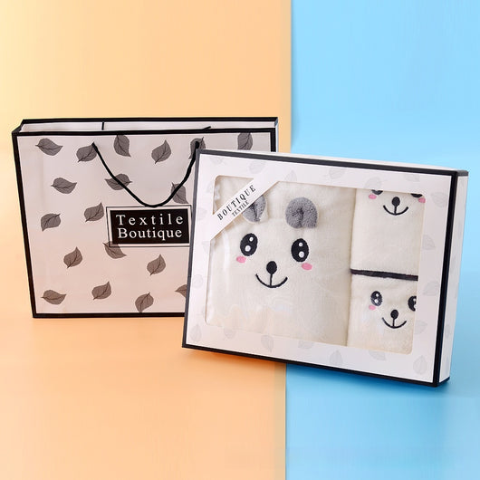 Juego de Toallas de Baño Coral Velvet con Diseño Orejas de Conejo y Koala - Set Regalo - Image 18