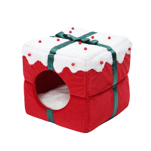 Cama Nido Felino Doble Uso - Refugio Cerrado Navideño para Gatos y Perros Pequeños - Image 3