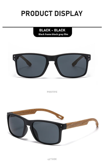 Gafas de Sol Cuadradas Retro con Pata de Madera y Lente Degradado para Hombre - Image 22